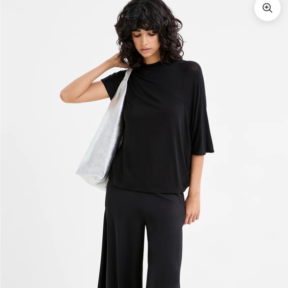 Asymmetrical Black Women's Blouse - Picture 2 of 5